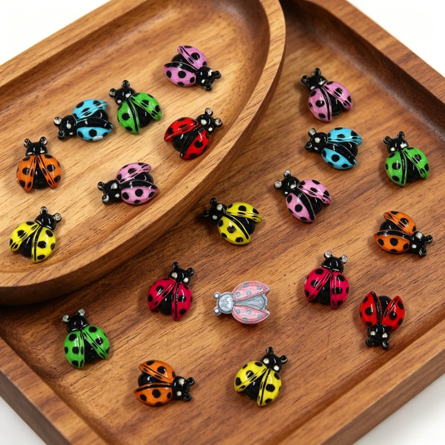 Phone Accessories Clipart - 50Pcs Cross border Ladybug Resin Beetle