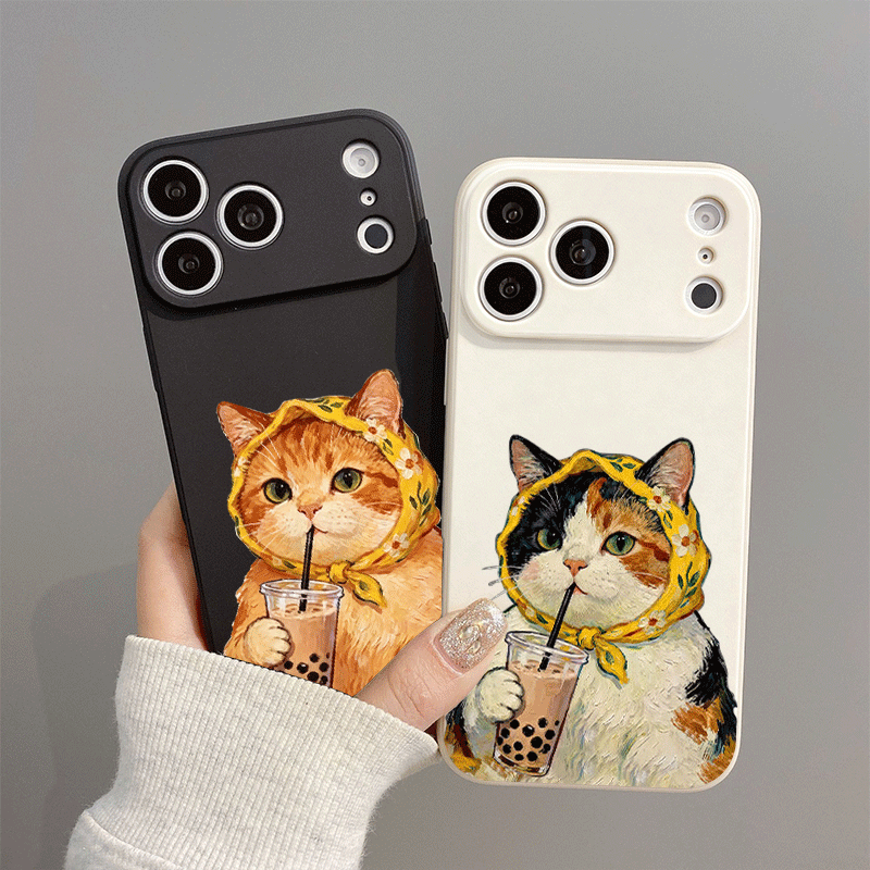 X Phone Accessories - Funny Cartoon Animal Cat Couple Printed