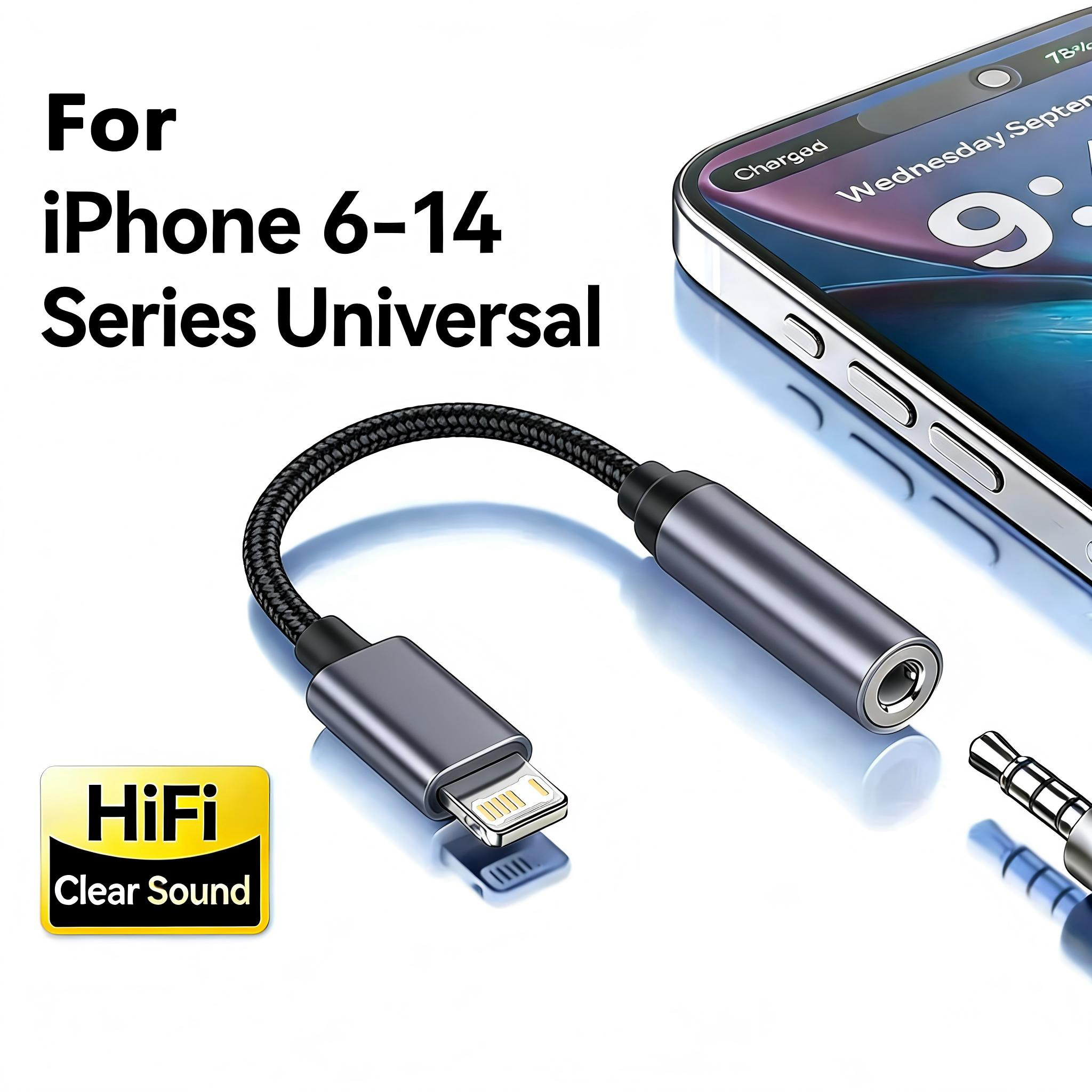 8 Pin to 3.5mm Jack AUX Cable  - Earphone Splitter Jack 评论和价格