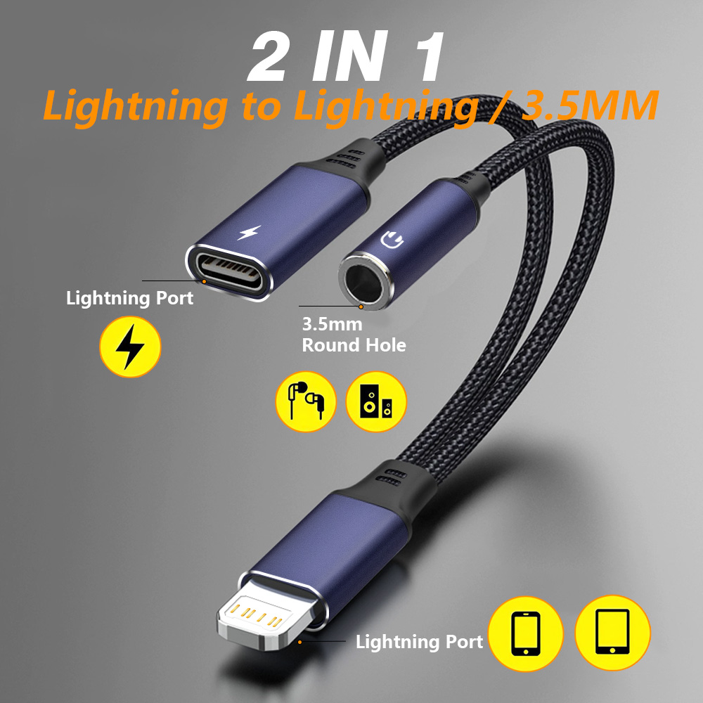 2-in-1 Charging & Audio Adapte - Earphone Splitter Jack 评论和价格