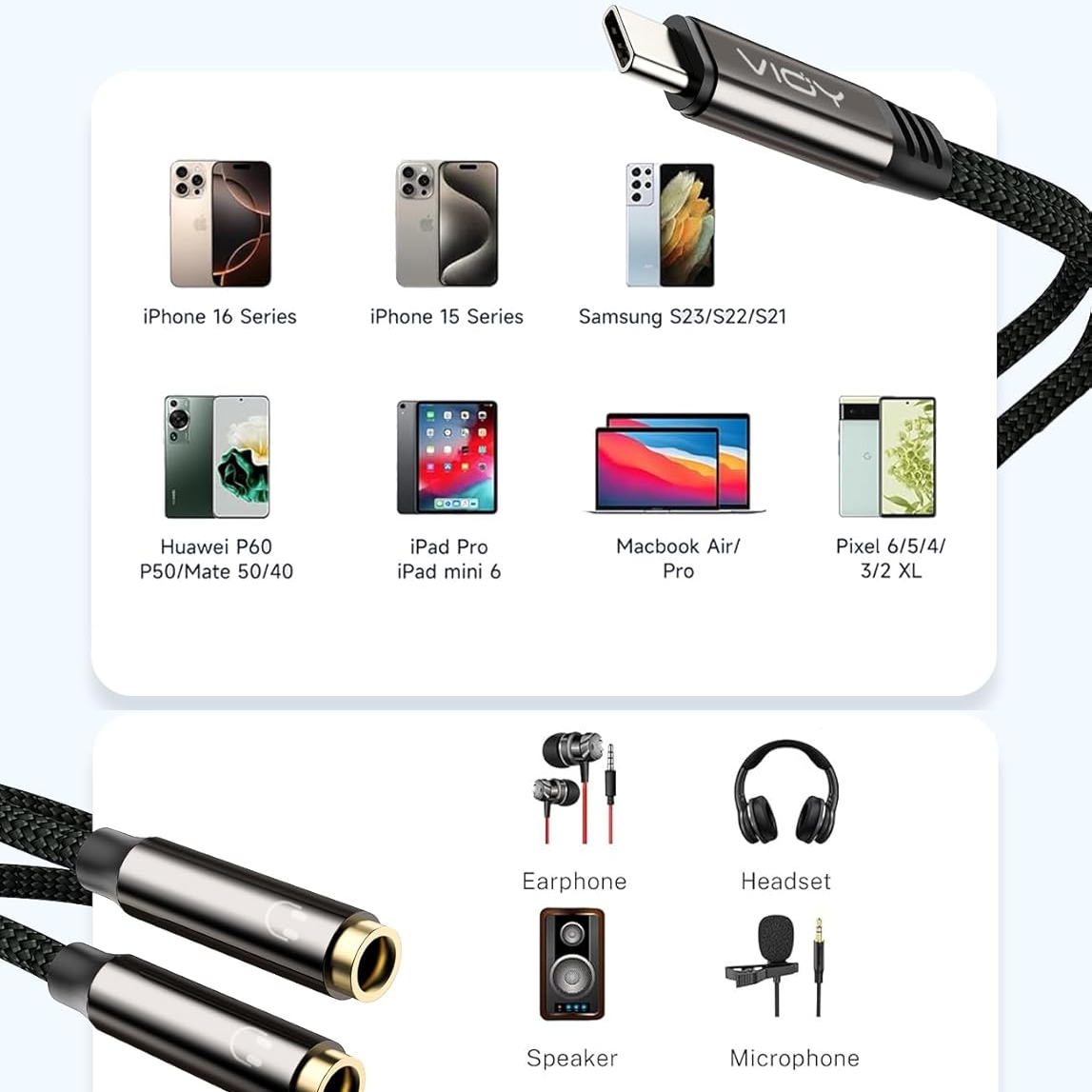 USB C To Dual 3.5mm Female Hea - Earphone Splitter Jack 评论和价格
